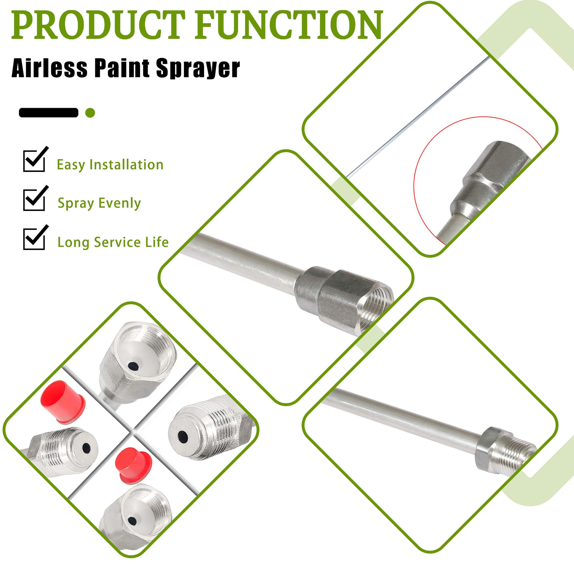 59Inch Airless Paint Sprayer Tip Extension Pole, Spray Gun Tip Extension Rod with Red Guard