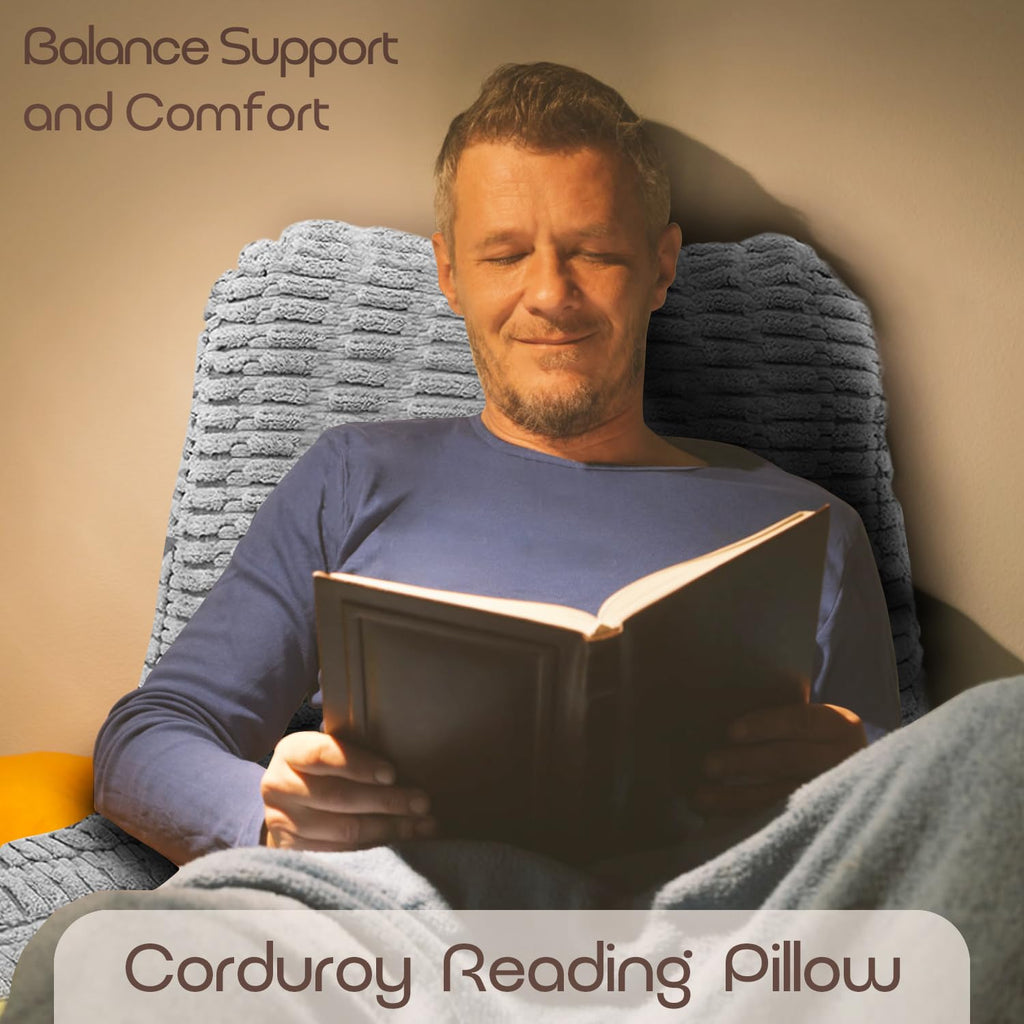 MIJIMO Reading Pillows for Sitting in Bed Adult, Back Rest Pillow for Sitting Up in Bed and Couch, Back Support Chair Pillow Support for Adult Backrest Pillows for Reading (Dark Grey)