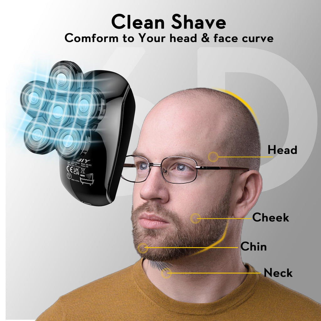 Kibiy 6D Blade Replacement Heads, Electric Shaver Replacement Head for Electric Razor for Men Wet and Dry Compatible Many Models Waterproof Head Razor - Black