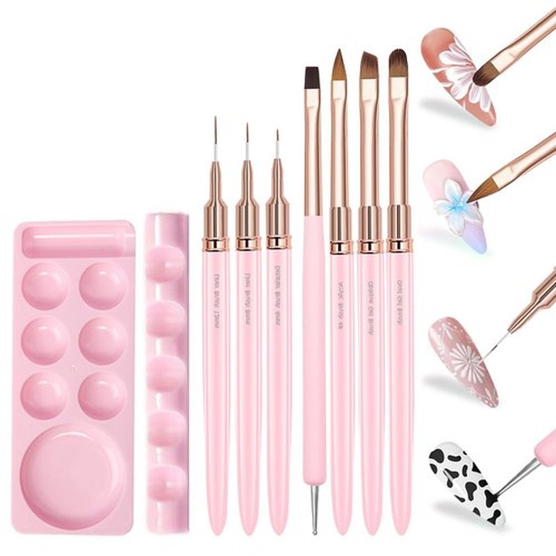 Honey Joy Nail Art Brushes Set Palette Holder Gel Polish Nail Art Design Pen Painting Tools Fingernail Brush Nail Cleaning Brush Nail Art Liner Brush and Nail Dotting Pen for Home DIY Salon-NAT260