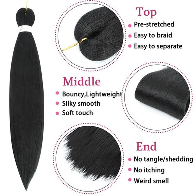 Pre Stretched Braiding Hair 26 inch 1B Braiding Hair for Black Women 3Packs Crochet Boho Braiding Hair Non Toxic (26 Inch(3packs),1B)