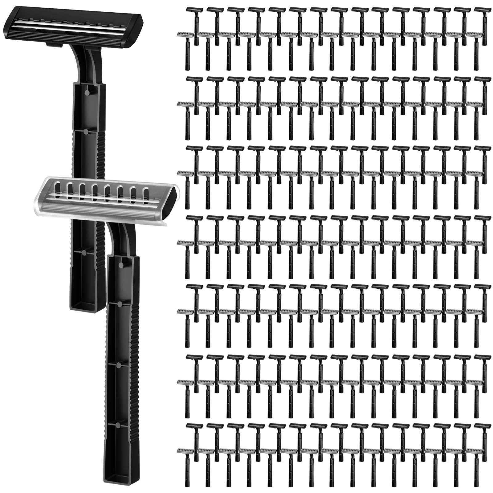 Jutom 800 Pcs Disposable Razors Bulk Twin Blade Shaving Razors with Safety Cap Stainless Steel Portable for Hotel Guest Supply for Shelter Charity Travel Emergency Hygiene Kits Men Women