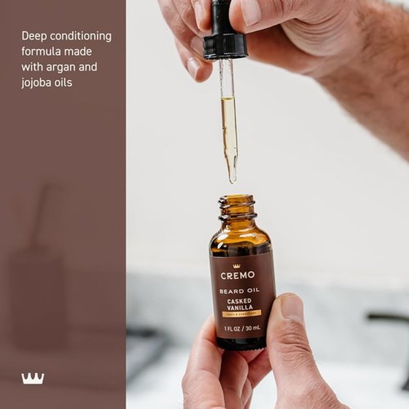 Cremo Beard Oil - Revitalizing Casked Vanilla | 1 fl oz - Restore Moisture & Soften Beard