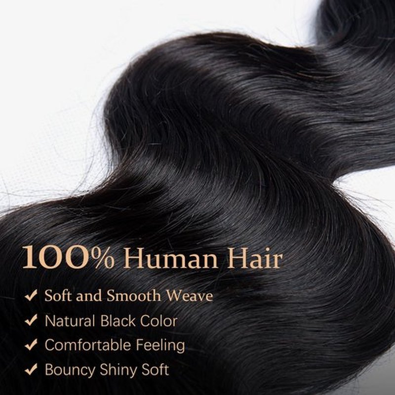 12A Human Hair Bundles 16 18 20 22 Inches Body Wave Bundles Human Hair 100% Unprocessed Brazilian Virgin 4 Bundles Human Hair Extensions Quick Weave Natural Black