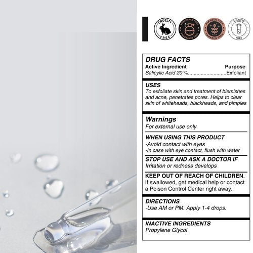20% Salicylic Acid Serum Solution 2 fl oz. Two Ingredient Formula