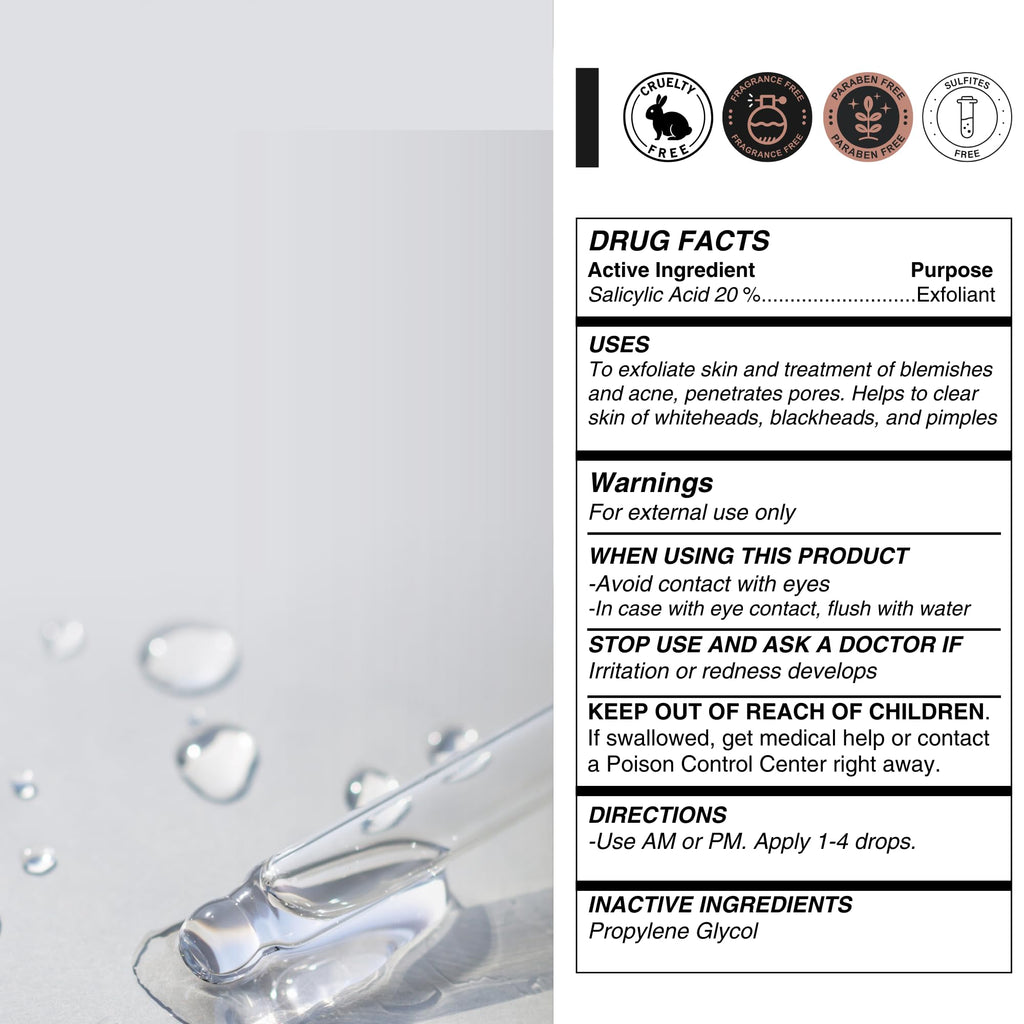 5% Salicylic Acid Serum Solution 2 fl oz. Two Ingredient Formula, Unscented