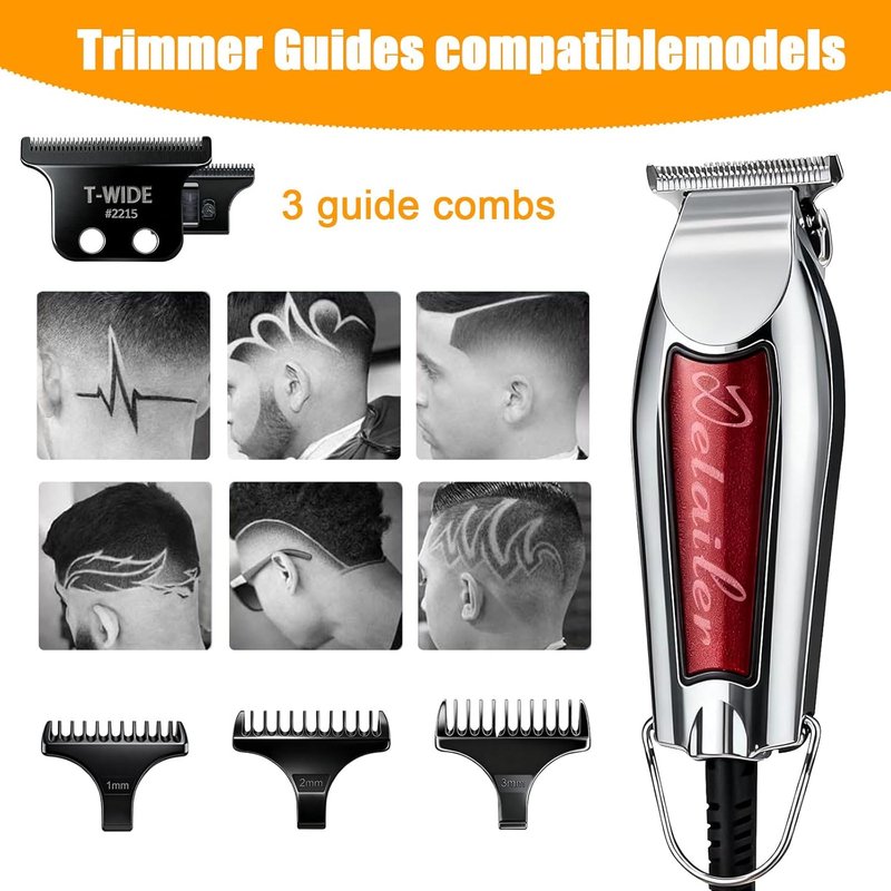Wahl 5 Star Detailer Replacement T Wide Blades - Adjustable Stainless Steel Zero-Gap Trimmer Blade (Black)