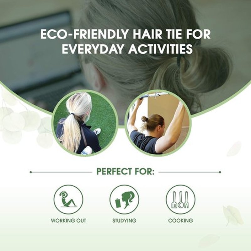 BIODEGRADABLE Elastic Hair Ties for Women & Men - Organic No Crease Brown Hair Tie Ponytail Holders and Hairties for Buns - Plastic Free Hairbands for Women and Mens Hair - 5mm (27 count)