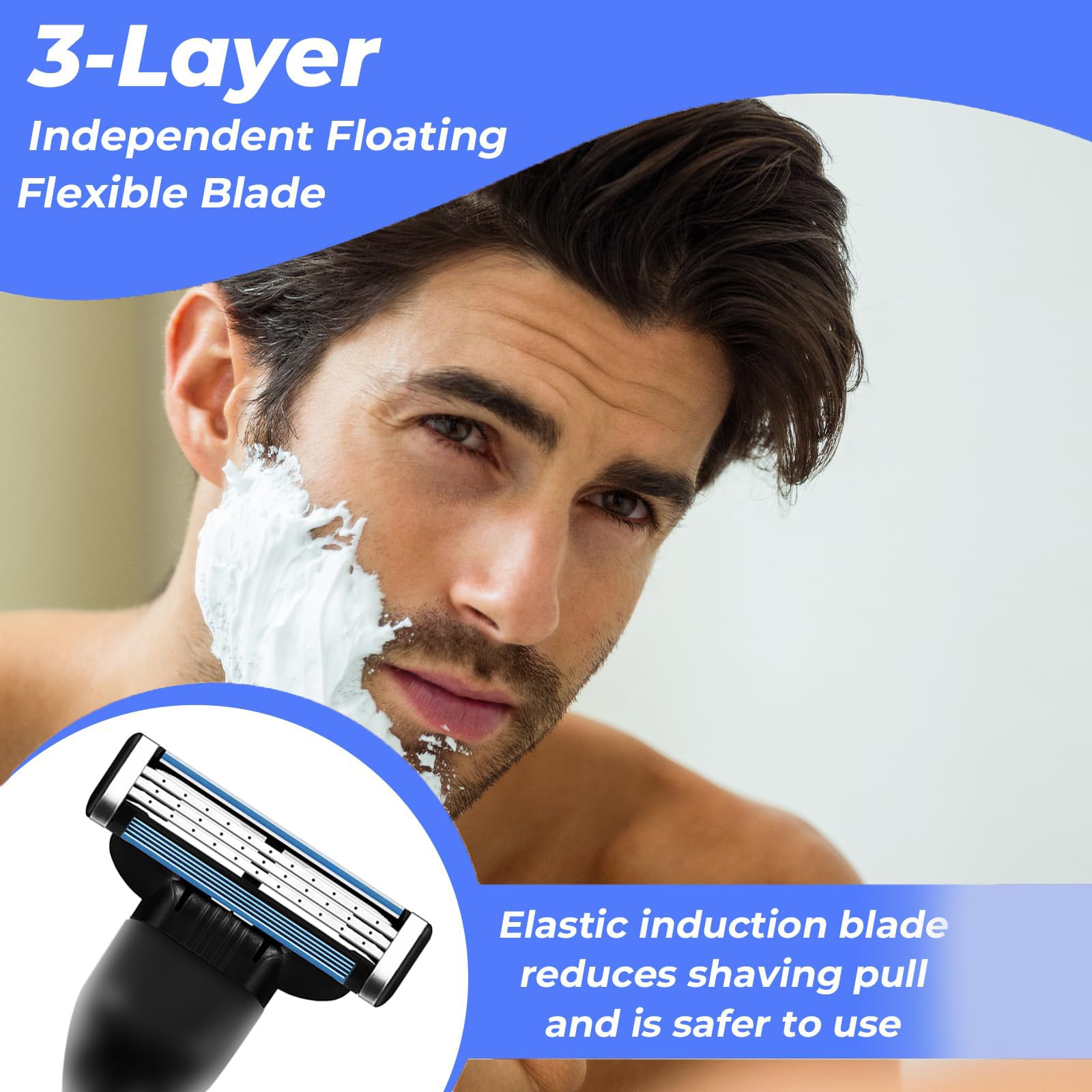 Mach 3 Razor Blade Refills for Men - 24PCS Compatible With Mach3 Razors, Triple-layer Manual Compatible with Mach 3 Razor Blades Refills Pack, Precisi