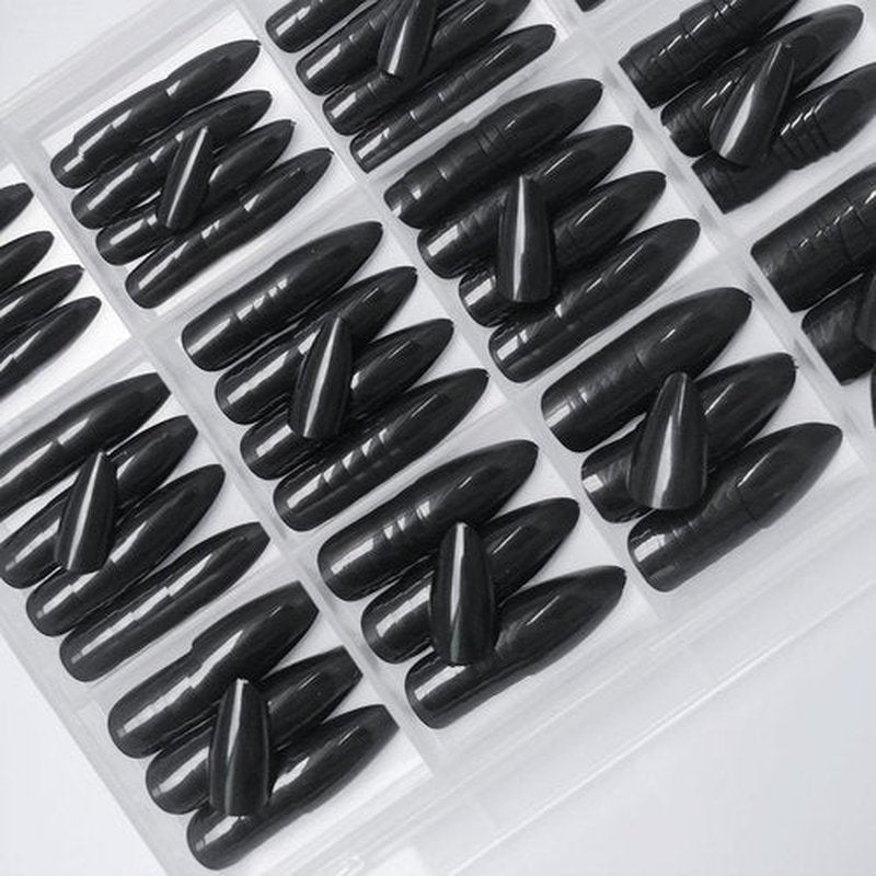 AddFavor 360pcs Almond Press on Nails Short Fake Nails, Black Short Almond Nails Press on Acrylic False Nail with Glue Adhesive Tabs for Women Girls