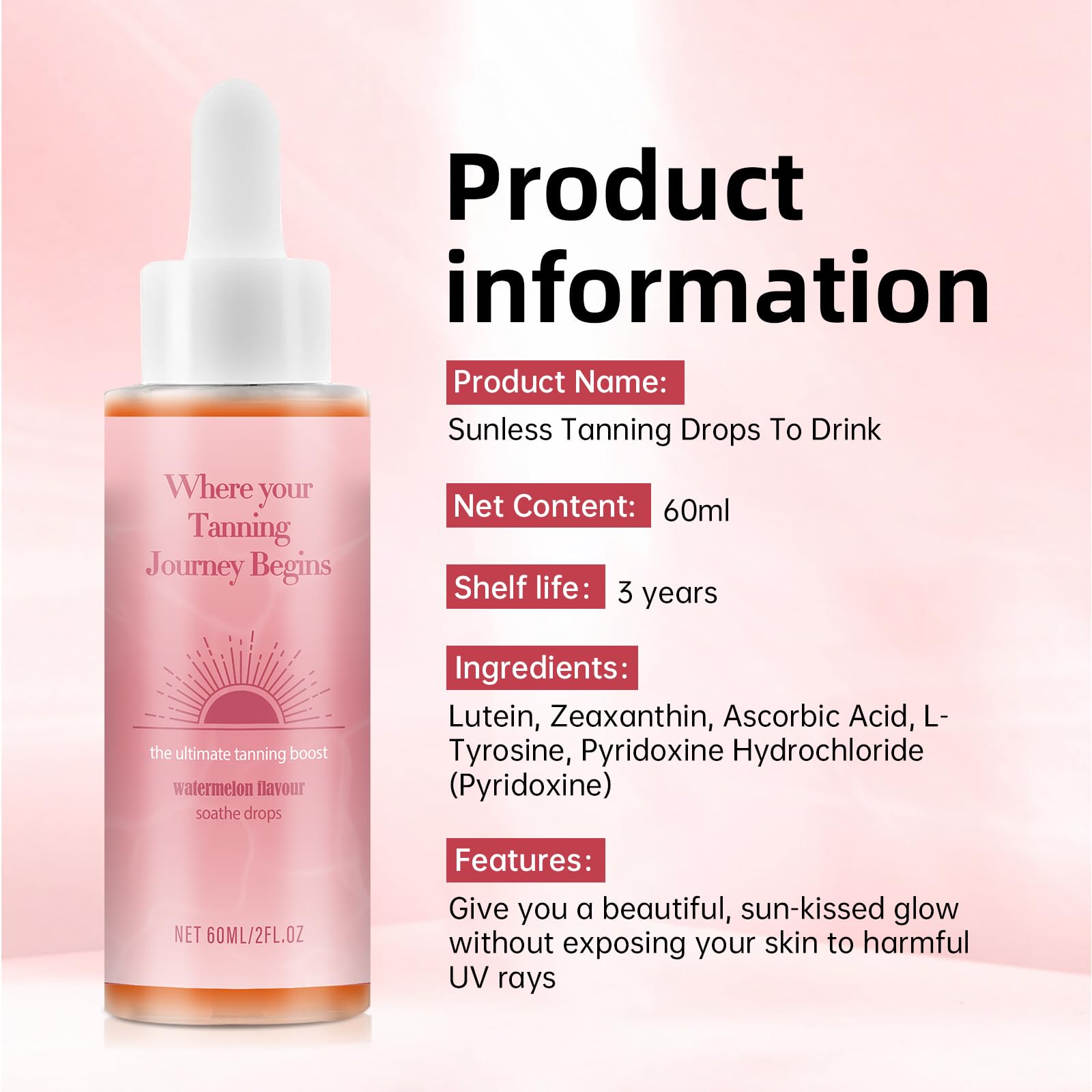 Sunless Tanning Drops to Drink, 2PCS Natural Sunless Tanning Drops for Face & Body, Enhancing Your Natural Skin Tone, Easy to Use for All Skin Types