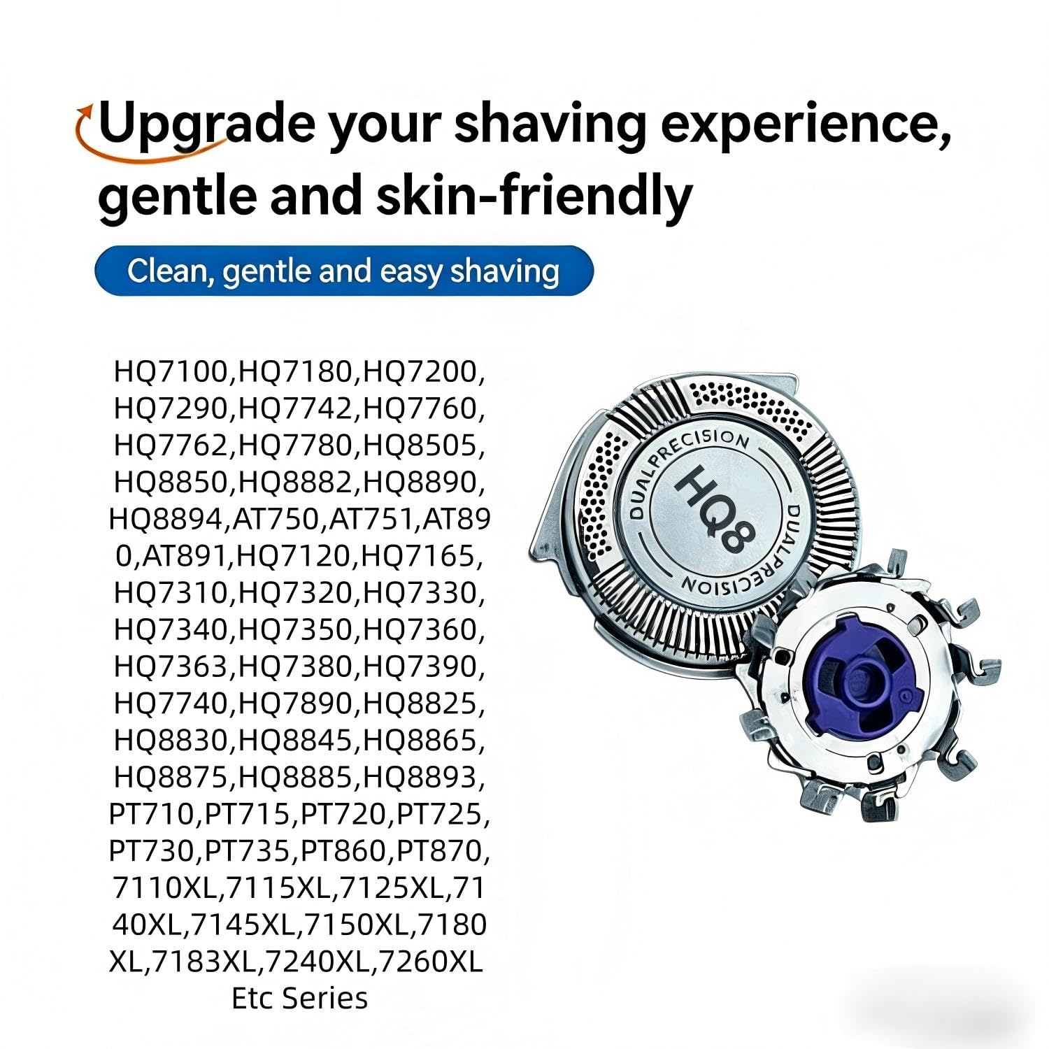 HQ8 Replacement Heads Compatible With Philips Norelco Hq8 Replacement Heads,New Upgraded Blades Compatible With Norelco Aquatec PT720 AT880 AT810 7310xl Etc Shavers Model