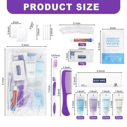 Pack of 5 Basic Toiletry Kits, Individually Packed, Personal Hygiene Kit Bulk Homeless Care Package Supplies, Travel Size Convenience Kits Suitable For Hotel, Home, Camping, Travel