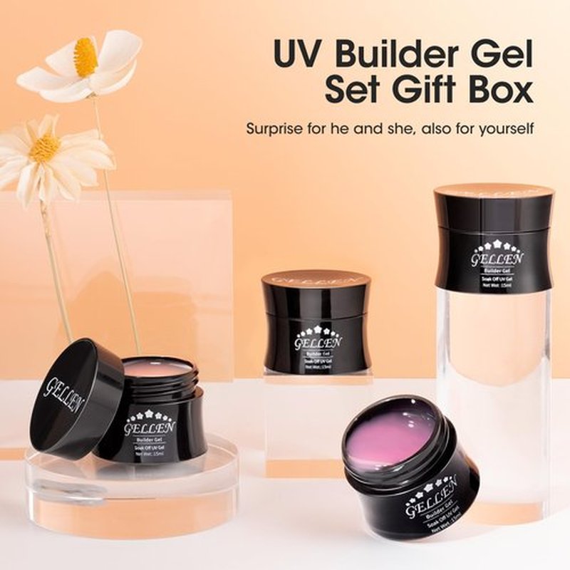 GELLEN Builder Gel Kit - Nail Extension Gel Nude Pinks White Light Orange Builder Nail Gel Kit 4 Colors Hard Nail Gel Builder 15ml