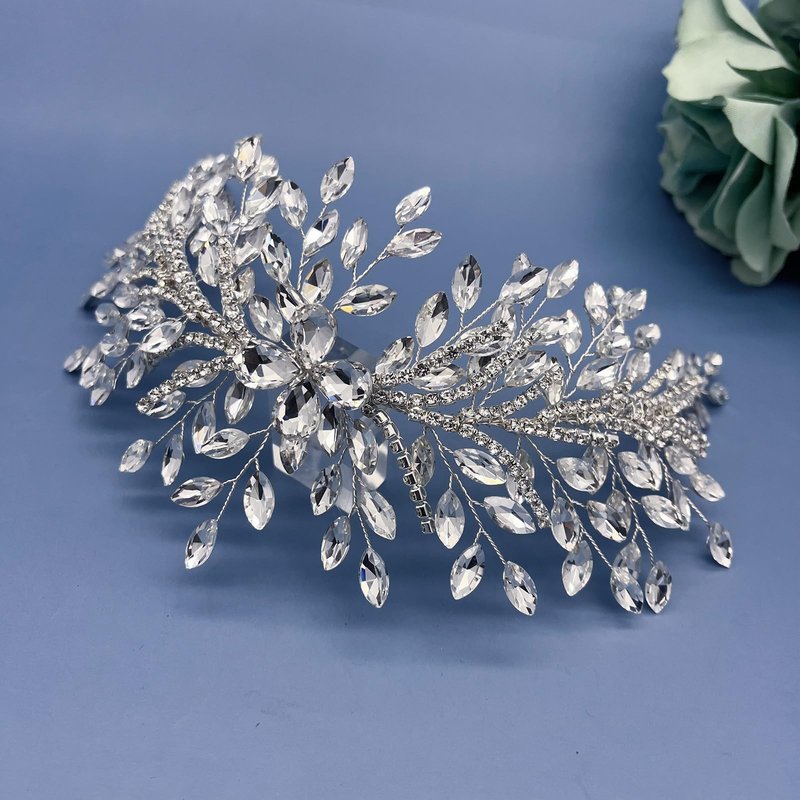 WONRLUA Bridal Hair Accessories, Elegant Wedding Headpiece for Bride, Rhinestone Headband for Women and Girls(Silver)
