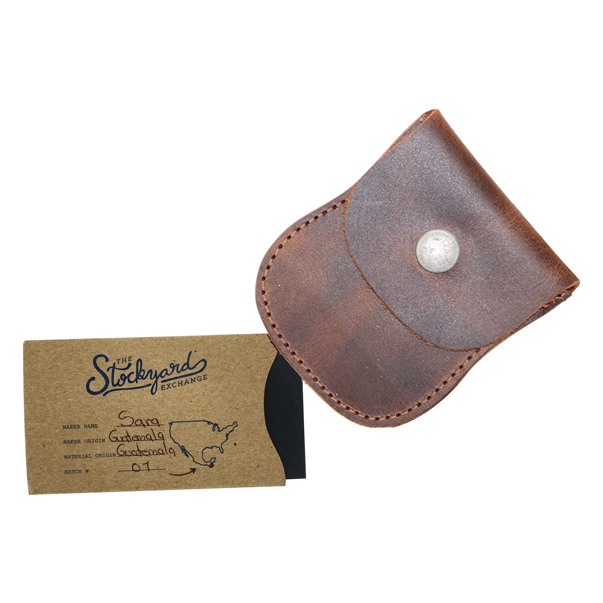 Hide & Drink, Curvy Coin Pouch, Pocket Case for Pennies, Rustic Bag, Travel Accessory, Full Grain Leather, Handmade, Bourbon Brown