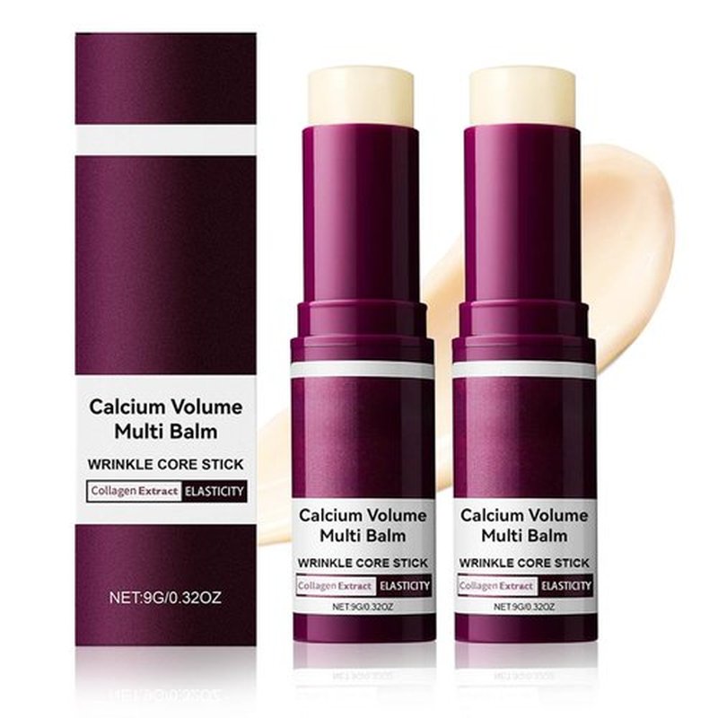 Peksozi 2PCS Calcium Multi Balm Stick, Calcium Volume Multi Balm, Korean Collagen Moisturizing Stick, Firming & Hydrating for Eye, Face & Neck