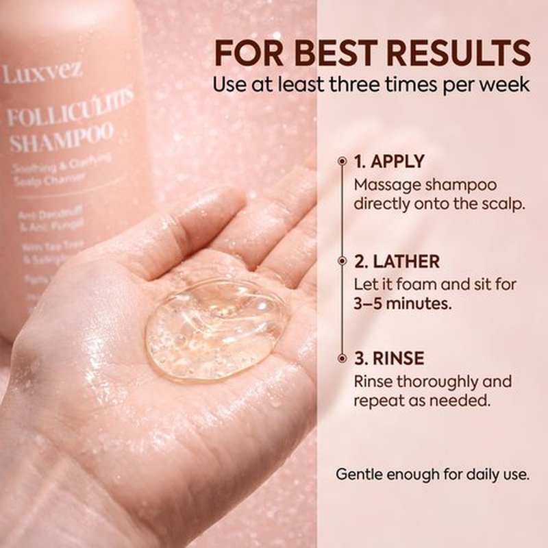 Antifungal Shampoo for Women Folliculitis Treatment: Seborrheic Dermatitis Shampoo for Flaky & Itchy Scalp Relief - Psoriasis Shampoo with 2% Salicylic Acid & Sophora Flavescens Root - 8.45 fl. oz