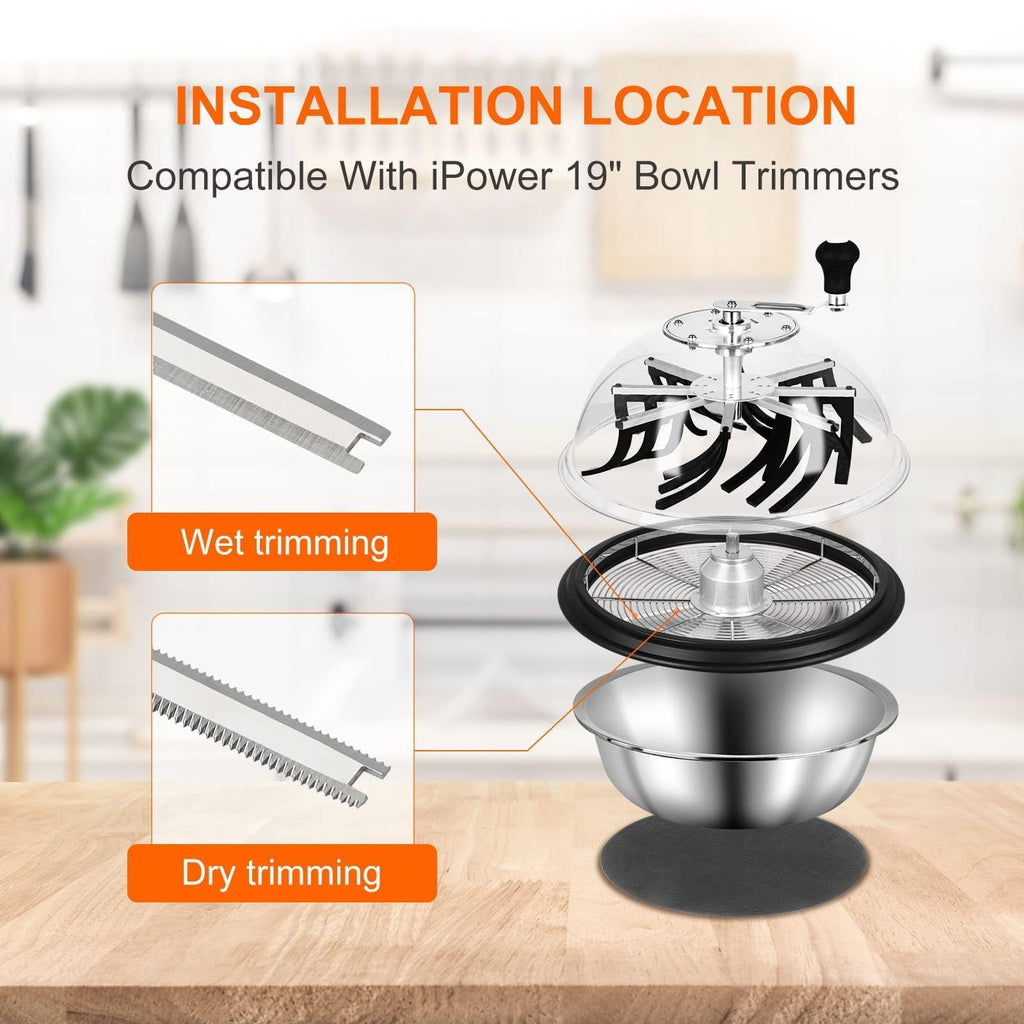 iPower 16-Inch Leaf Bowl Trimmer Twisted Spin Cut for Plant Bud and Flower with Upgraded Gears 6.5” Gardening Hand Pruner Included, Kit, Silver&Orange