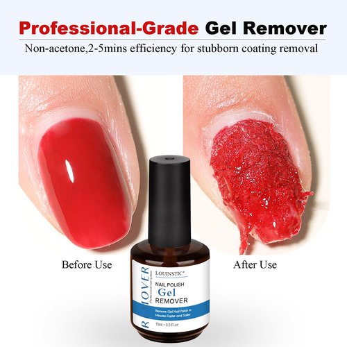 Gel Nail Polish Remover-2pcs with Nail Steel Pusher, Scraper and 2 Pieces Nail File, Quickly Remove Gel Polish in 2-5 Minutes at Home, No Need to Wrap and Soak