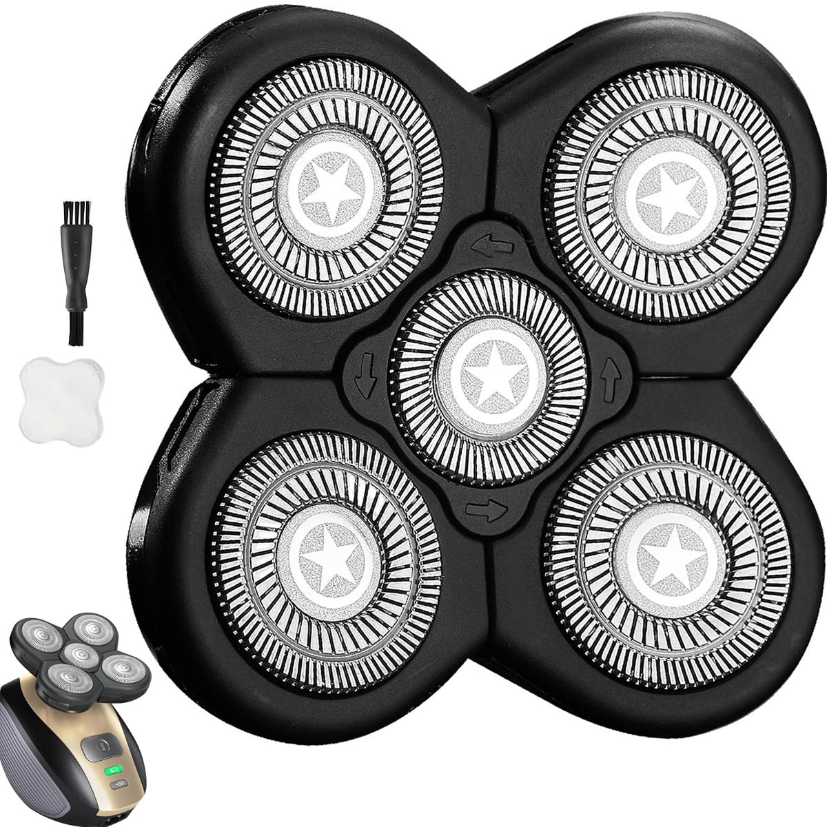 SOLASKY Universal 5 Blades Shaver replacement Heads Compatible with FREEDOM Head Shaver,Universal replacement heads (5 Blades Black)