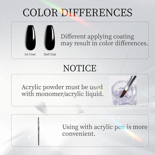 ROSALIND 4.23oz/120g Acrylic Powder Black Acrylic Nail Powder for Nail Acrylic Extension - Professional for Acrylic Nail Caving, Dry Naturally No Nail Lamp Needed