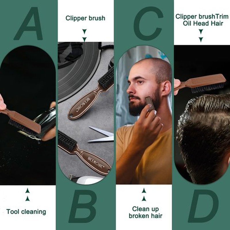 NICEMOVIC 20 Pcs Barber Clipper Cleaning & Duster Accessories, Mini Brushes for Blade Trimmer, Hair Styling Tool (Brown)