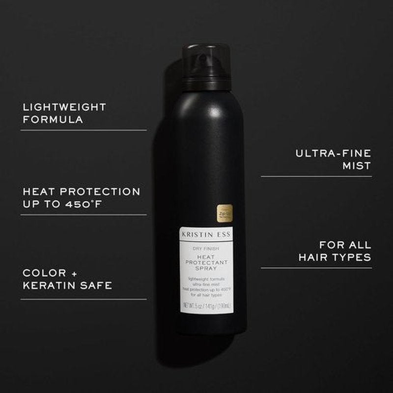 Kristin Ess Dry Heat Protectant Spray - Frizz Control & Shine Enhancer - Protects Hair Up to 450°F - Fresh Pear Scent (5 oz)