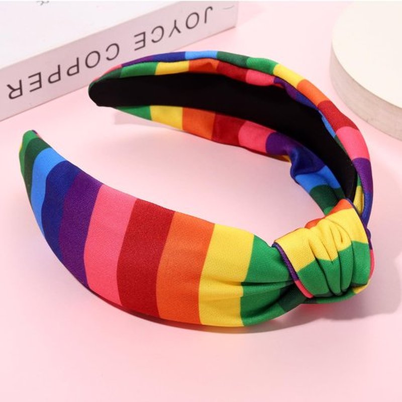 PHALIN Rainbow Headband for Women LGBTQ Heart Flag Pride Headbands Rainbow Stripe Wide Top Knot Headband Hair Accessories Pride Month Party Favors Gifts