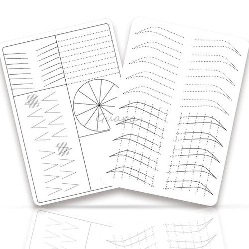 3pcs Silicone White Permanent Makeup Practice Skin with Black Outlines Double Sided Pre-printed Nano Brow Practice Skin Microblading Latex (White Skin-Black Printing)