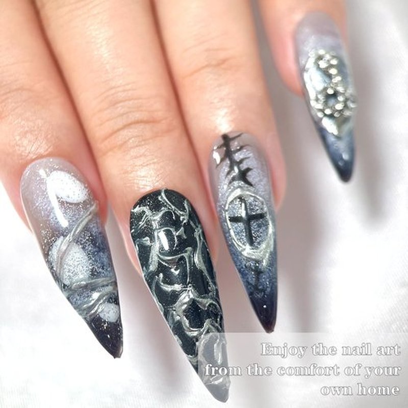 KRISNICE Color Changing Gel Nail Polish Gift Set Black And White Glitter Mood Chameleon Soak Off UV LED Thermal Temperature Art Manicure Kit Varnish(Black White-CS001)