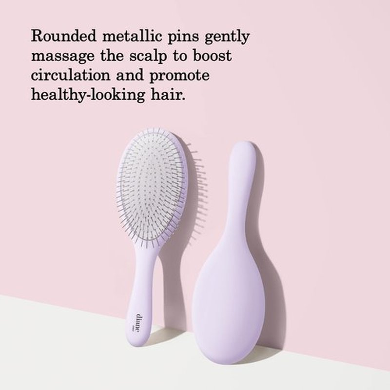 Diane Metallic Pin Detangler Hair Brush – Anti-Static Metallic Pin Hair Brush for Wet or Dry Hair, Gently Massages Scalp & Smooths Frizz, Flexible Cushion Brush for Fine, Thick, or Textured Hair