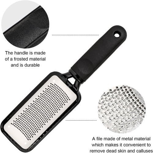 Skiennix Professional Foot Care Pedicure File - Stainless Steel Dead Skin & Callus Remover | Black