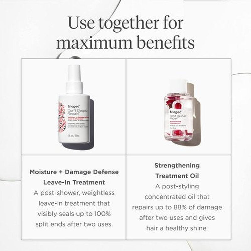Briogeo Don't Despair, Repair! Moisture + Damage Defense Leave-In Treatment, Seals Split Ends and Repairs Dry, Damaged Hair, Protect Against Future Damage, Vegan, Cruelty-Free, 4 fl oz