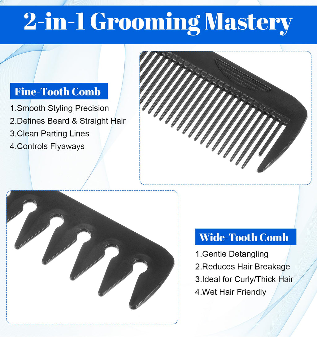 Folding Hair Comb, 2 in 1 Folding Travel Comb Mens Texture Foldable Pocket Combs Fine & Wide Tooth for Hair Moustache Beard, Foldable Pocket Combs for Men Everyday Grooming, Travel Size