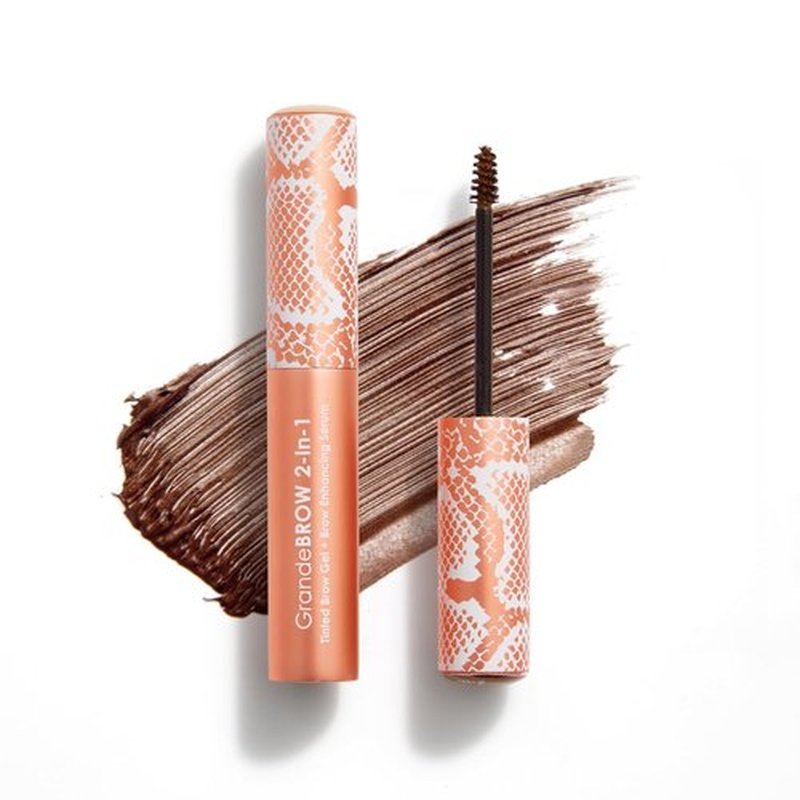 Grande Cosmetics GrandeBROW Tinted Brow Gel & Enhancing Serum - Thicker, Darker Eyebrows, Long Wear, with Castor Oil & Mini Fibers