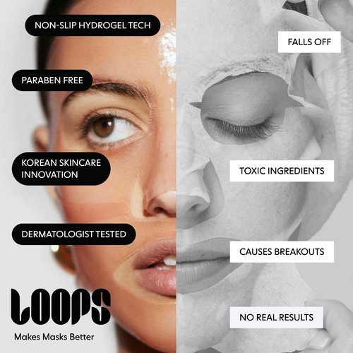 LOOPS Glow Gang Mask Set – Weekly Reset for Rejuvenation, Double Take for Energized Skin, Sunrise Service for – Hydrating and Pore Refining – Safe for Sensitive Skin - Hydrogel Face Masks - 3pc