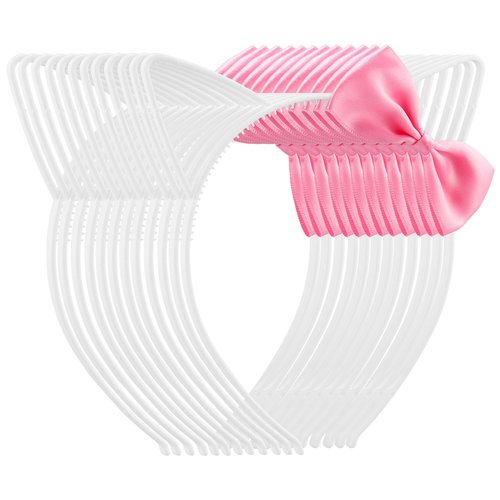 Chanaco 12Pcs Cat Ears Headbands Party Decorations Pink Bow Kitty Plastic Hair Accessories Cute White Gabby Headpieces Birthday Favors Halloween Costume Kawaii Gifts