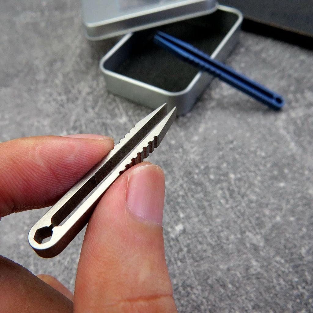 Canku 2pcs Mini Tweezers Titanium Portable Titanium Alloy EDC Tweezers Survival Camping Outdoor Travel Mini Tool(Blue) …