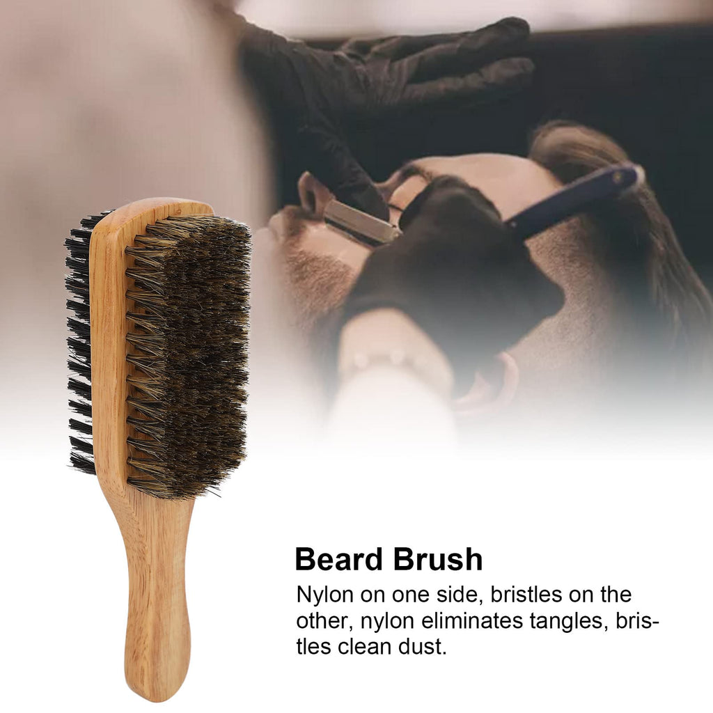 Double-Sided Beard Brush for Men – Ergonomic Rubber Wood Handle with Nylon Bristles, Ideal for Detangling & Maintaining Coarse, Thick Beard Hair