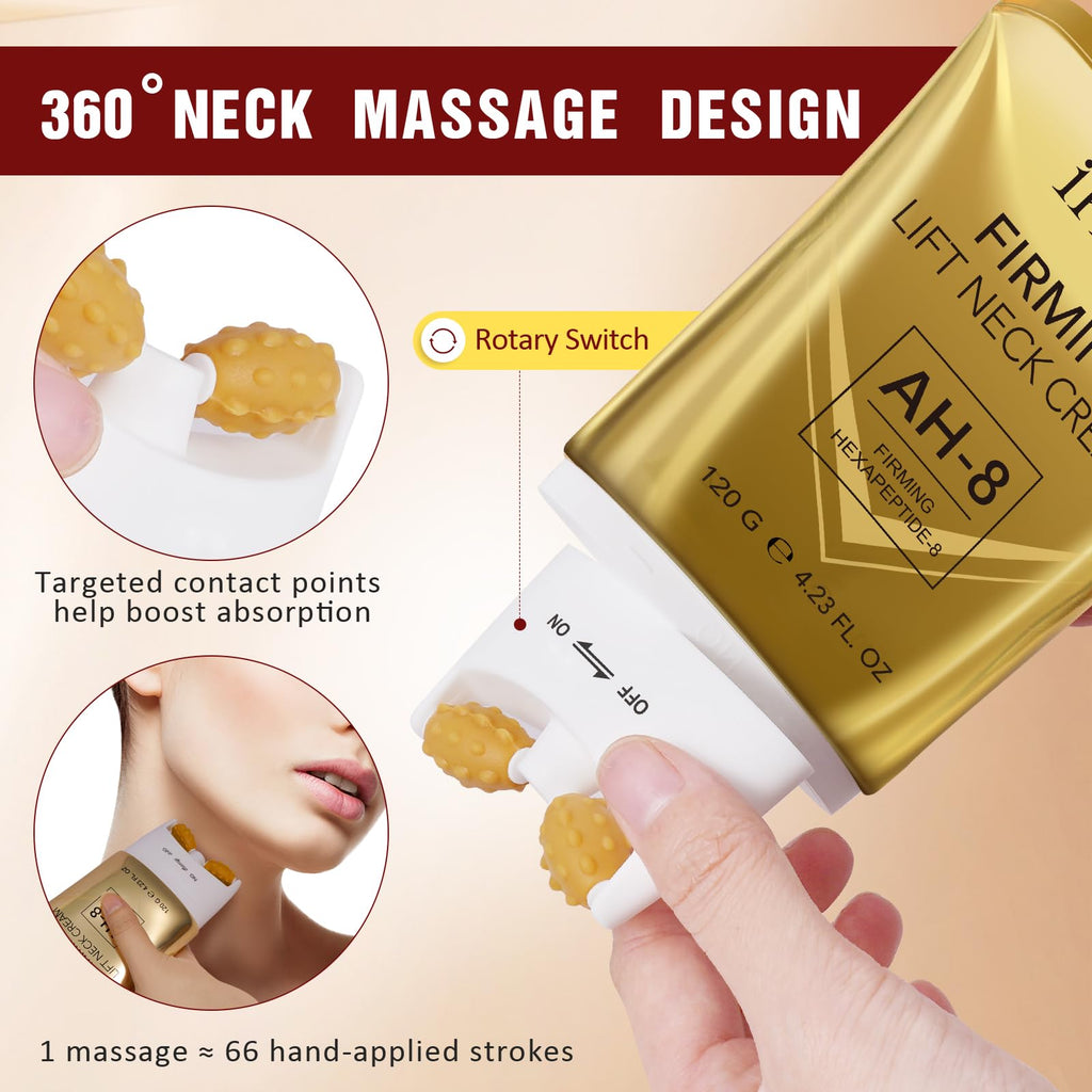 1Pcs Neck Roller Cream, Firming Skin, Reduces Neck Lines, Moisturizes, Improves Elasticity, Anti-Aging, Suitable for Both Men and Women(4.23Fl.oz)