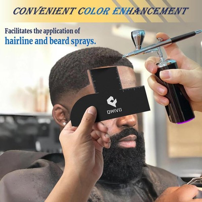 Qwivo Color Enhancement Barber Card with Measurement indicators, Easy to Clean Hairline Maker for Barber Shape, Reusable Beard Line Up Tool, Color Spray Edge Hair Liner Card (Black-A)