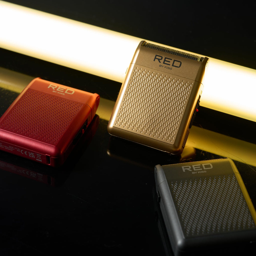 RED by Kiss Cordless Mini Shaver for Men, Compact High-Precision, Quick USB-C Charging, Non-Slip Grip, Long-Lasting Battery, Travel-Friendly Design, Powerful Motor for Efficient Shaving (Gold)
