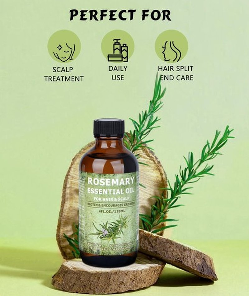 Rosemary Oil for Hair Growth 4.0oz with Jamaican Black Castor and Jojoba Oil - Nourishing Treatment for Dry, Damaged Hair, Split Ends, and Healthy Growth