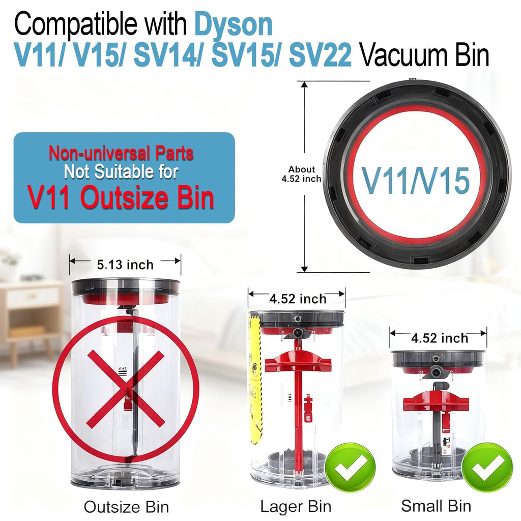 V11 Dust Bin Top Fixed Sealing Ring Compatible with Dyson V11 V15 SV14 SV15 SV22 Vacuum Cleaner Dust Bucket/Dirt Cup Replacement Parts, Vacuum Cleaner Repair Accessories