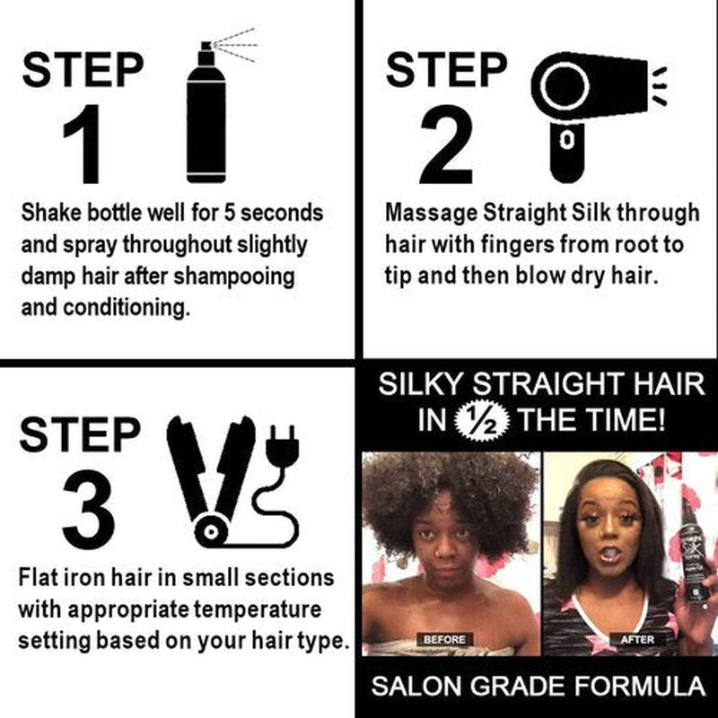 Silk Spray by Straight - Moroccan Argan Oil Thermal Protector for Hair | Alcohol-Free, Heat Protectant up to 450°F | 6oz