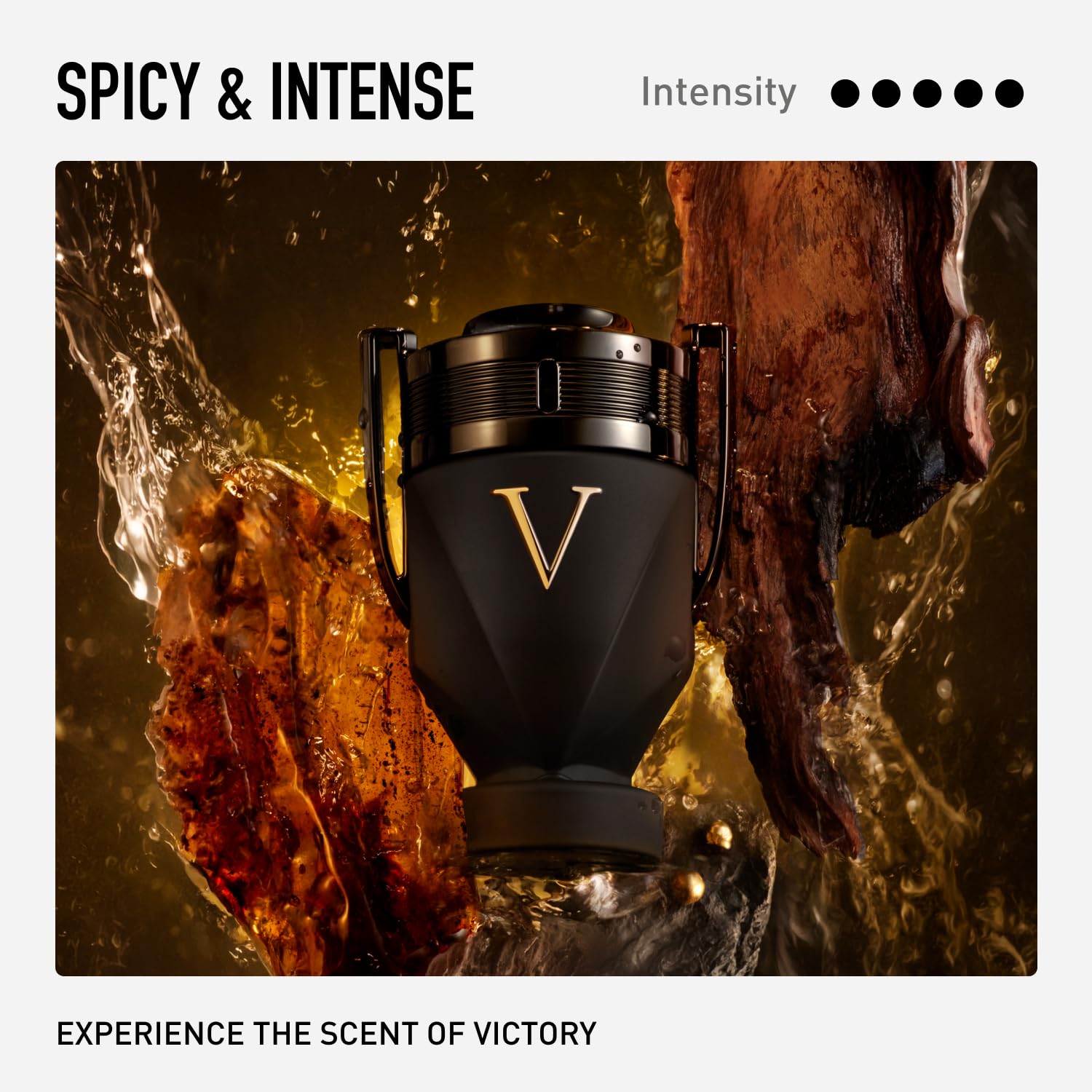 Rabanne Invictus Victory Absolu Parfum Intense for Men - Long Lasting Ambery Woody with Black Pepper, Amber & Sandalwood - Trophy Bottle French Fragrance Spray, 3.4 oz