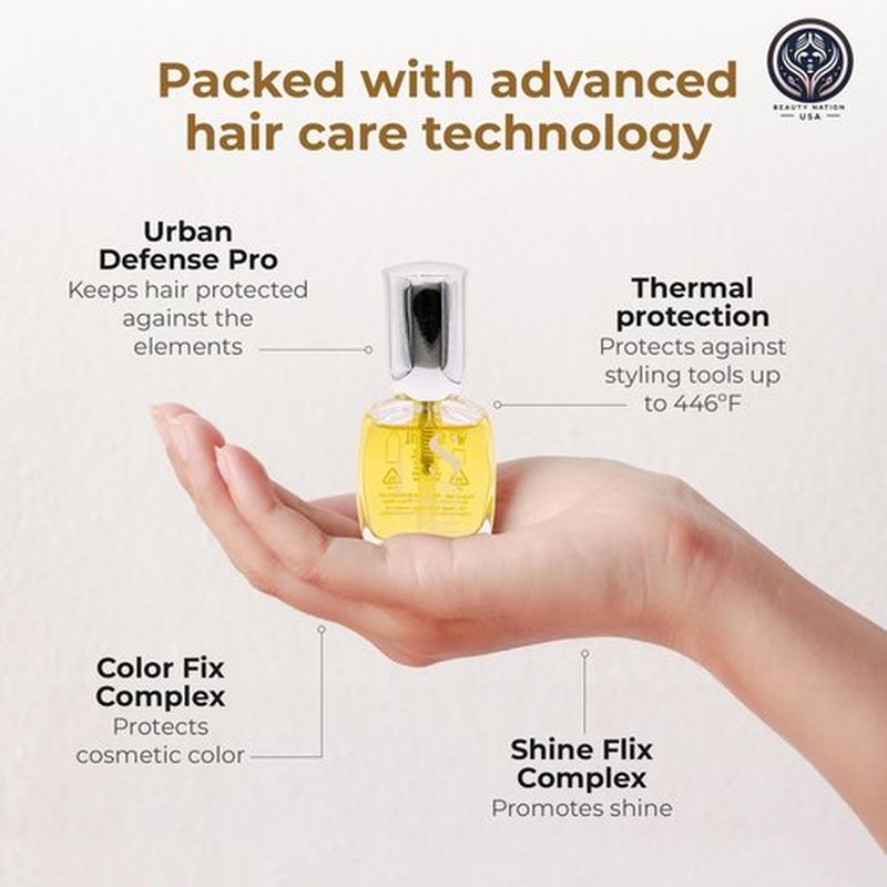 Alfaparf Sublime Cristalli Liquidi Hair oil serum Bundle with Beauty Nation treatment cap, sulfate free and vegan formula, Hair heat protectant 15ML