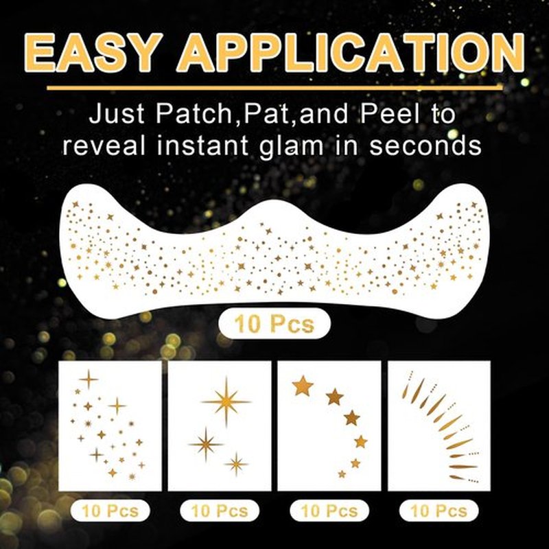 20 Pcs Gold Face Makeup Patches, Glitter Freckles Face Tattoo for Teenagers & Young Women, Sparkle Freckles Makeup Patches, Waterproof Face Glitter Freckles for for Christmas(Gold)