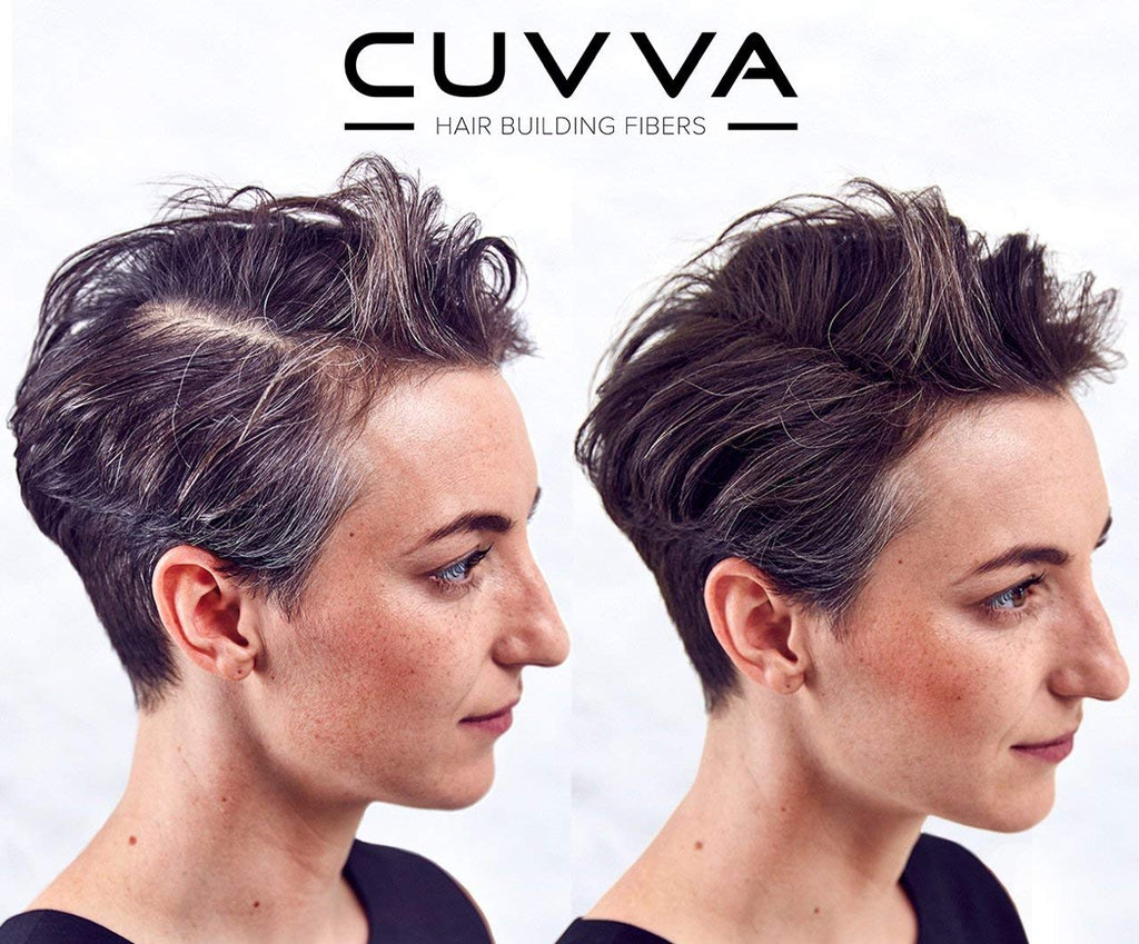 CUVVA Hair Building Fibers (30g) - Instantly Fill in Fine and Thinning Hair to Create a Thicker, Fuller Look - 14 Different Shades for Men & Women - Black